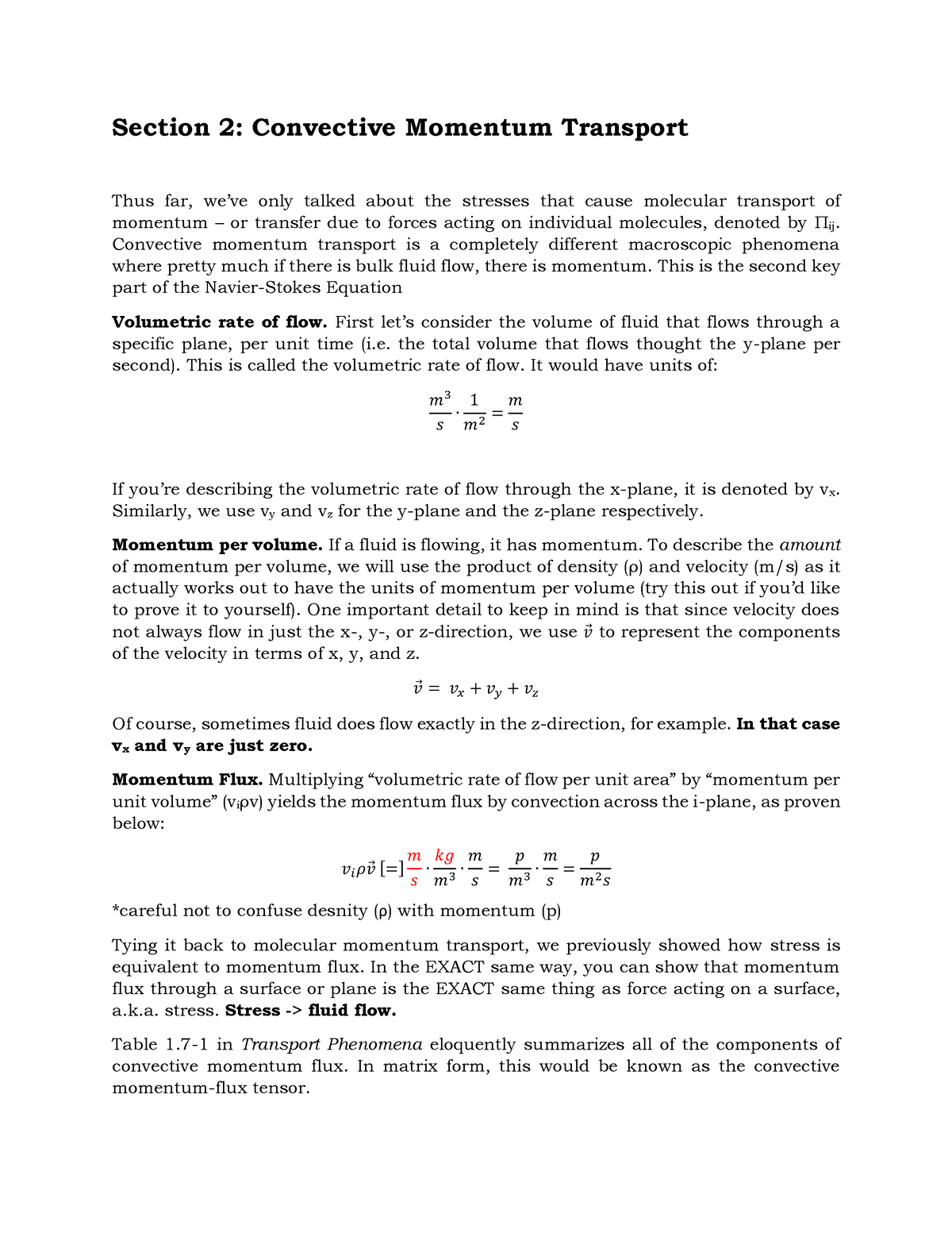 Convective Transport And Heat Transfer Modelling - Section 2 ...