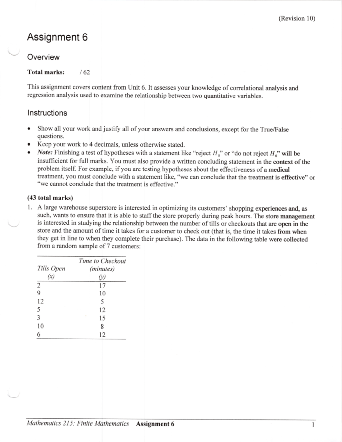 Assignment 6 (Marked) - Math 215 - Studocu