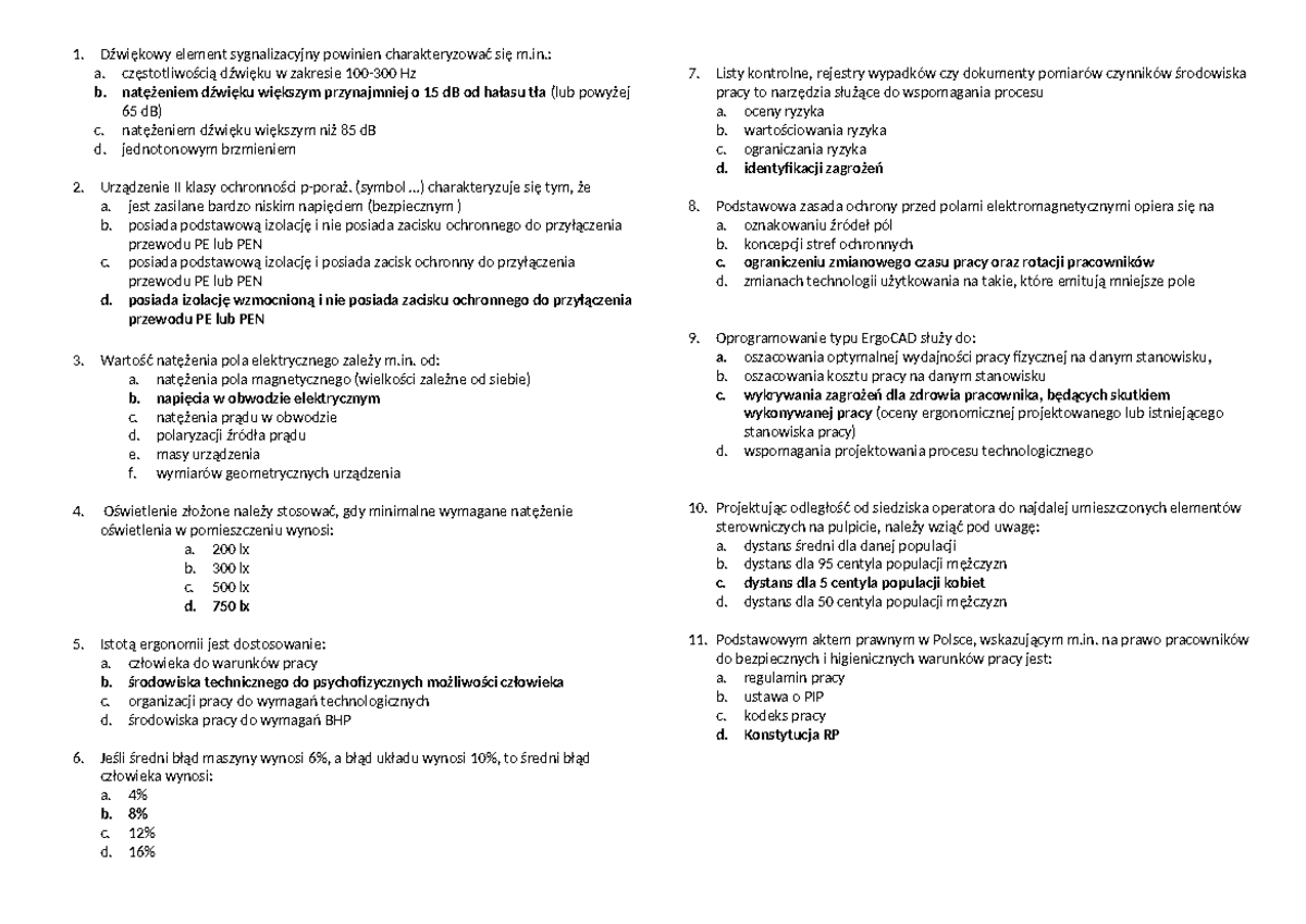 177 pytan bhp z odpowiedziami - 1. Dźwiękowy element sygnalizacyjny