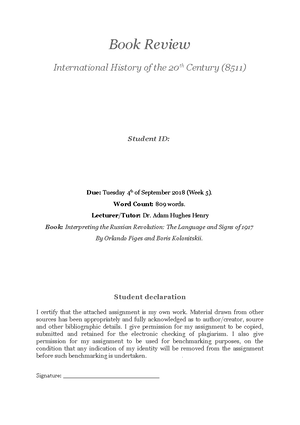 What is History Intro to WW1 Lecture Notes-1-1 - International history ...