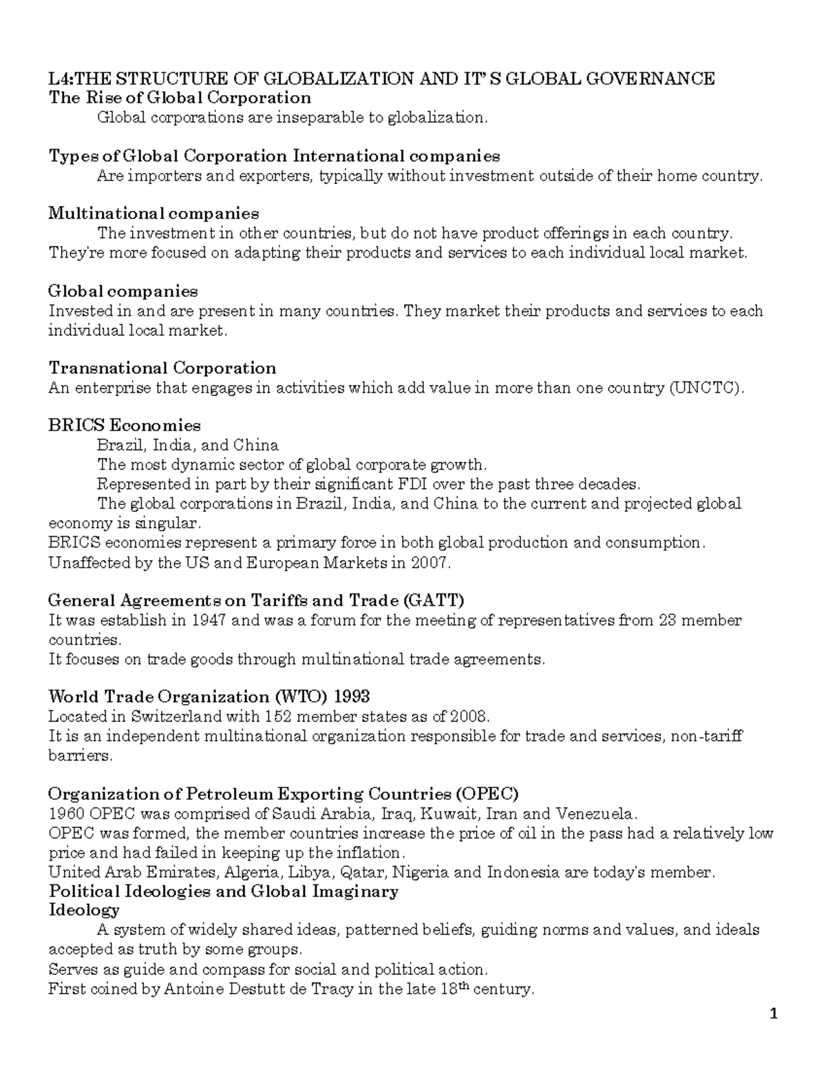 10 - Notes regarding Contemporary Worlds - L4:THE STRUCTURE OF ...