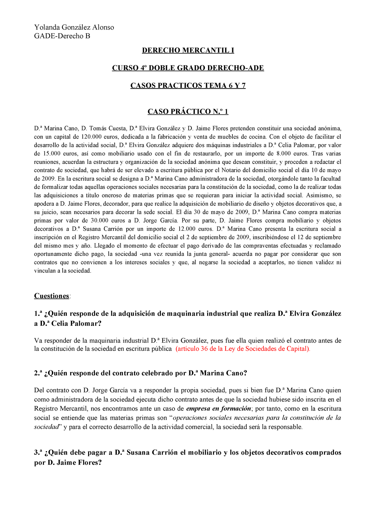 Casos Practicos (Tema 6-7) - Yolanda González Alonso GADE-Derecho B ...