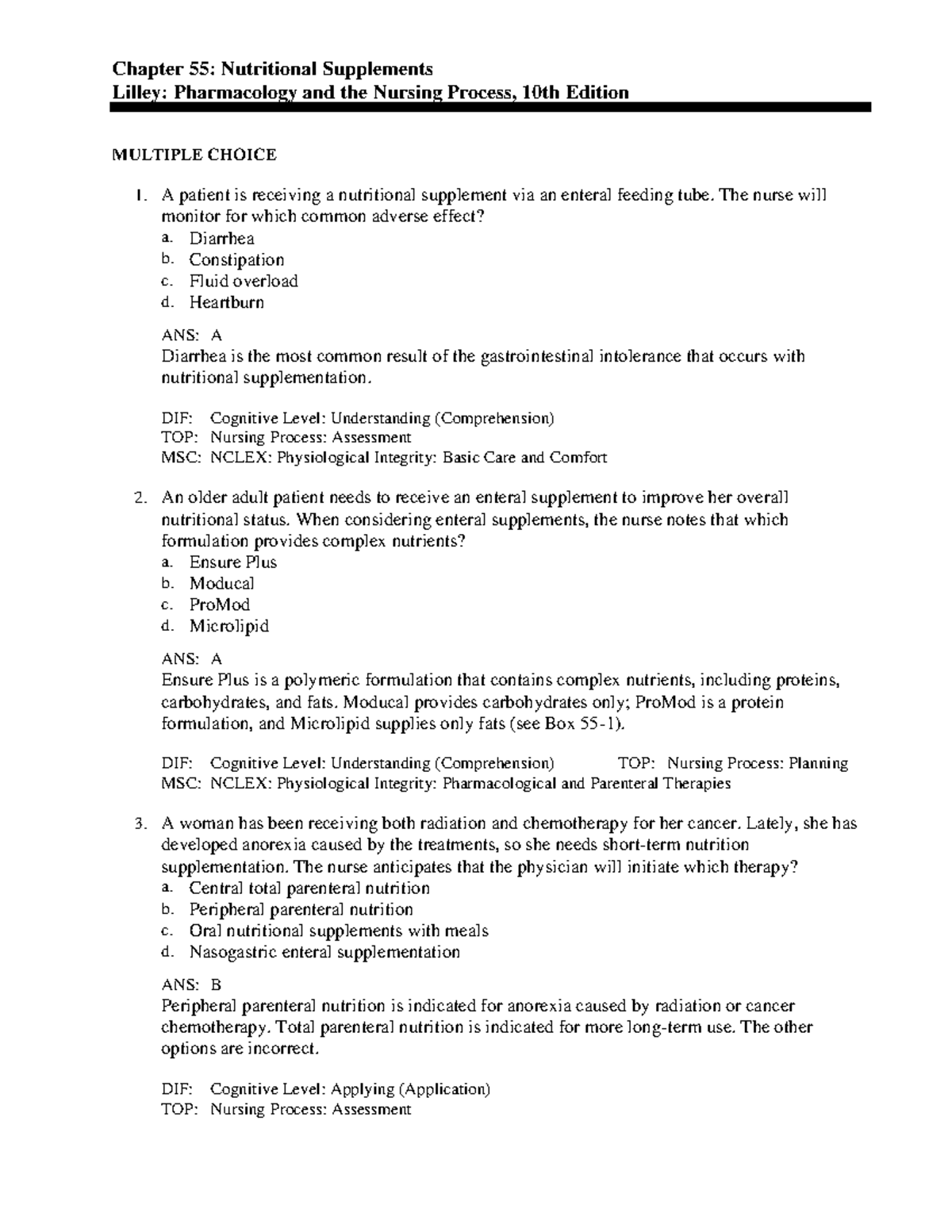 55 - sdfdsf - Chapter 55: Nutritional Supplements Lilley: Pharmacology ...