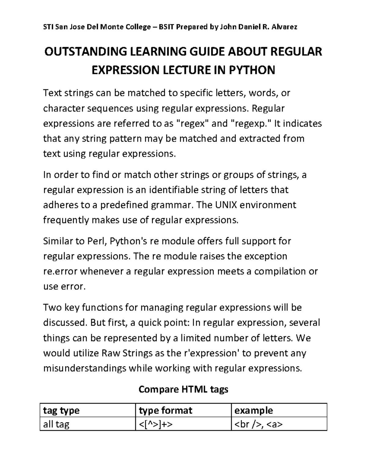 Outstanding Learning Guide About Regular Expression Lecture in Python ...