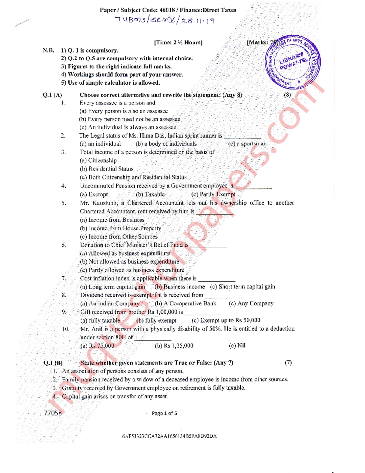 operation research question paper tybms