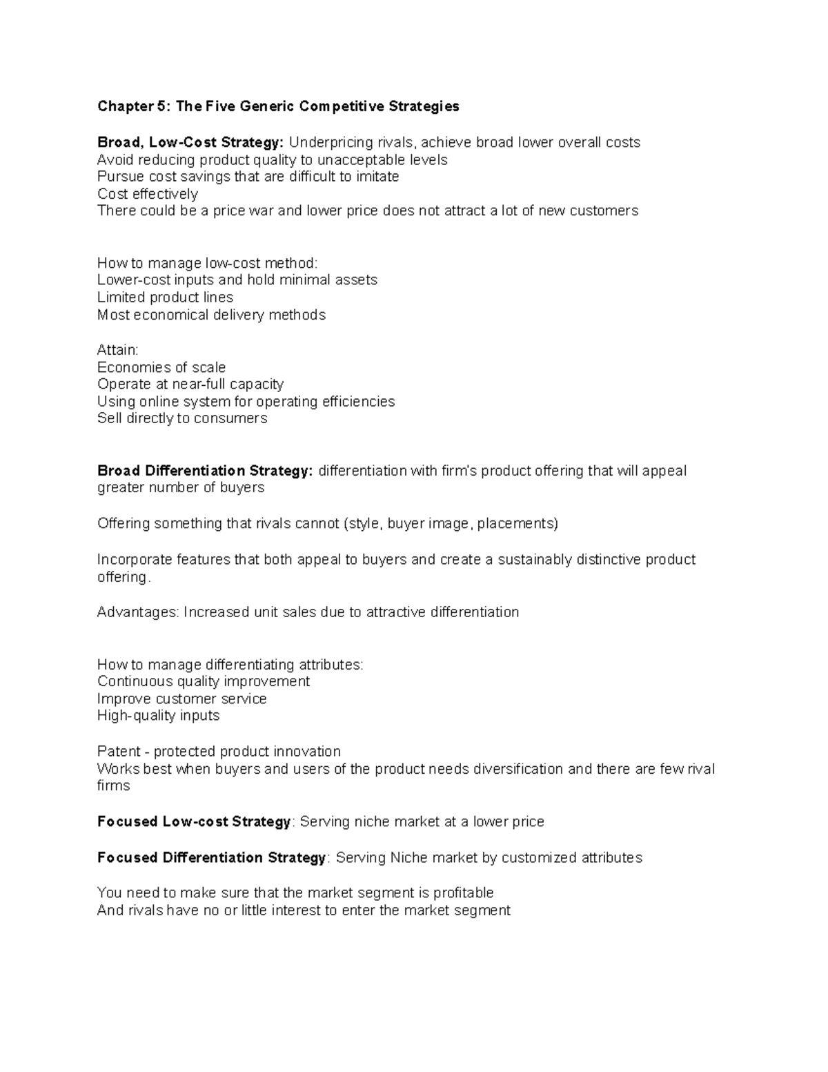 chapter-6-sgmt-chapter-5-the-five-generic-competitive-strategies