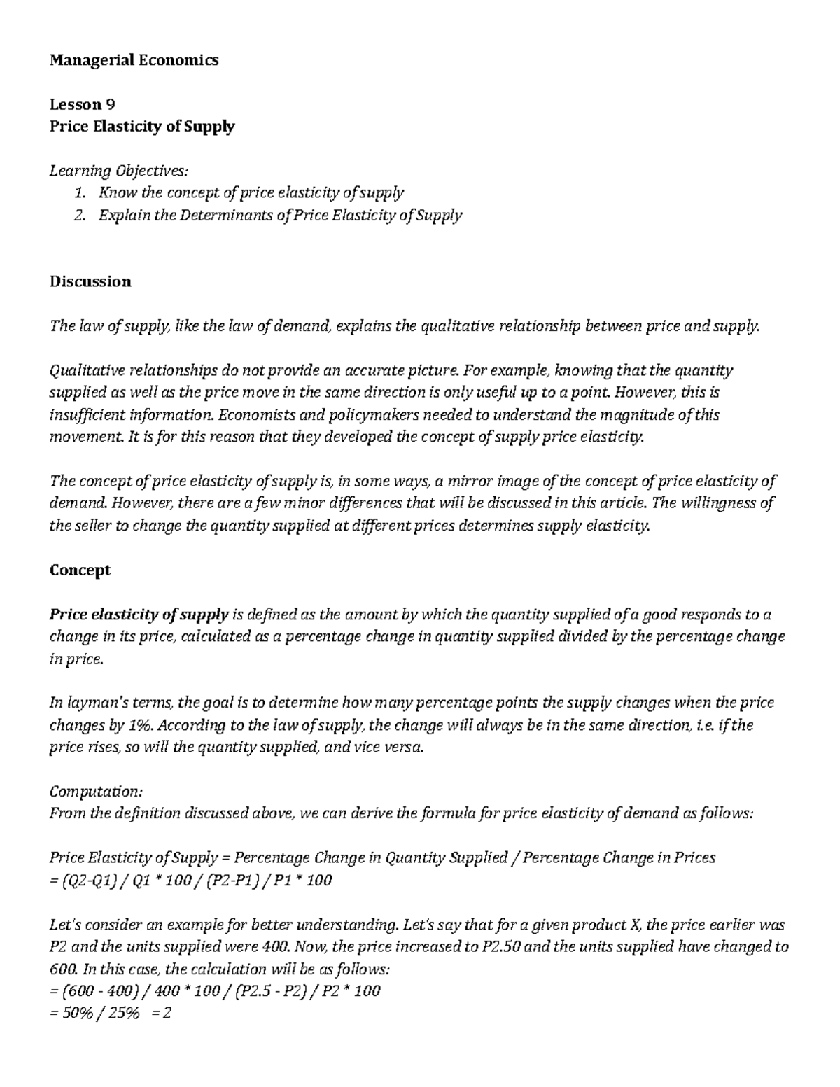 9Price+Elasticity - Lecture notes 1 to 10 activities and lectures ...