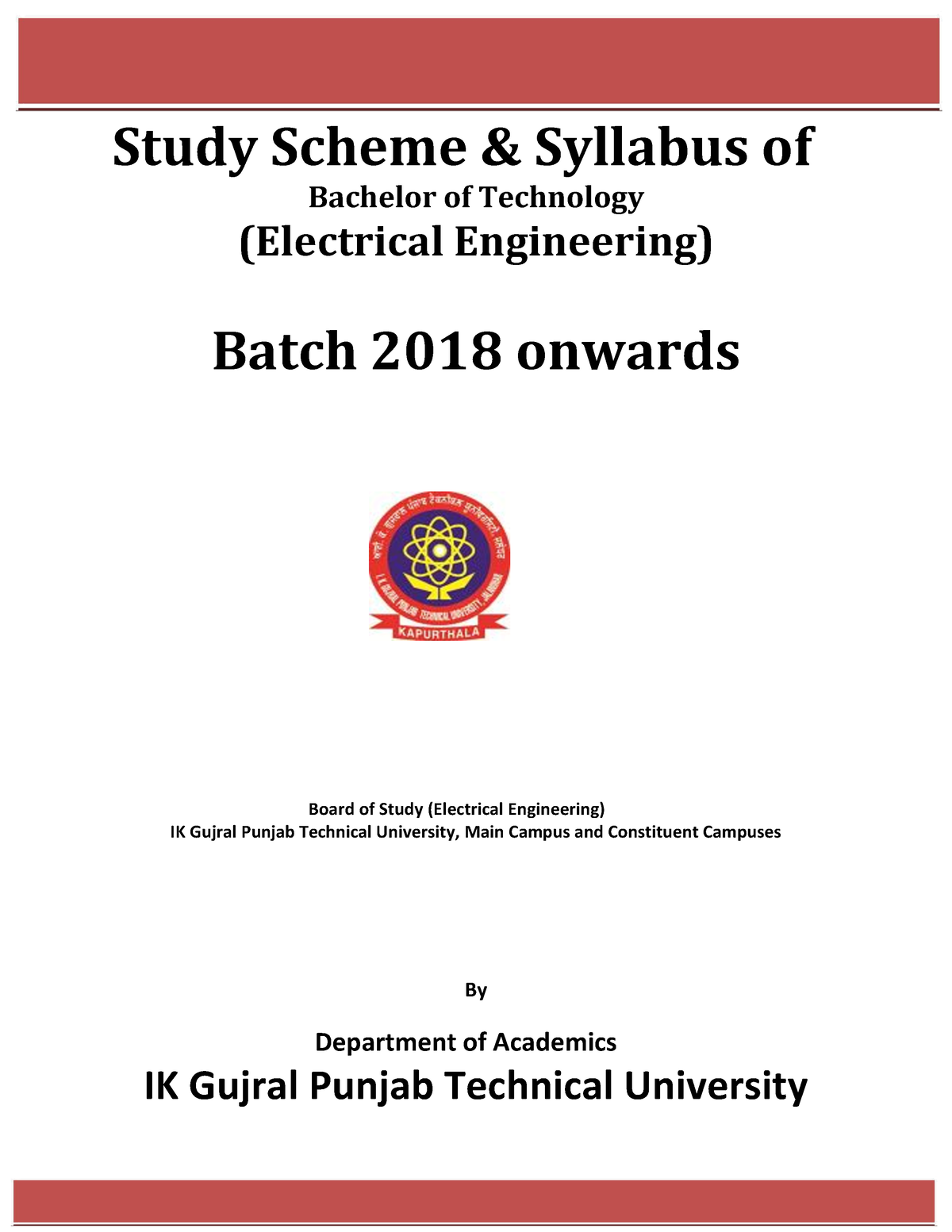 B - Course - Study Scheme & Syllabus Of Bachelor Of Technology ...