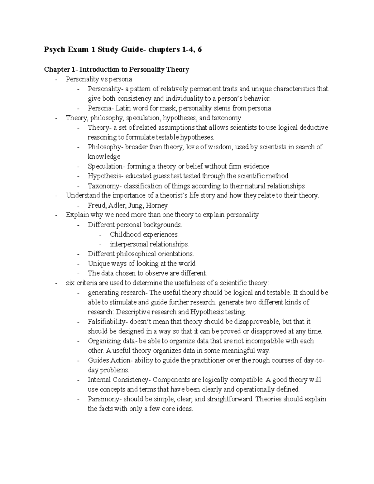 Psych Exam 1 Study Guide Psych Exam 1 Study Guide chapters 14, 6