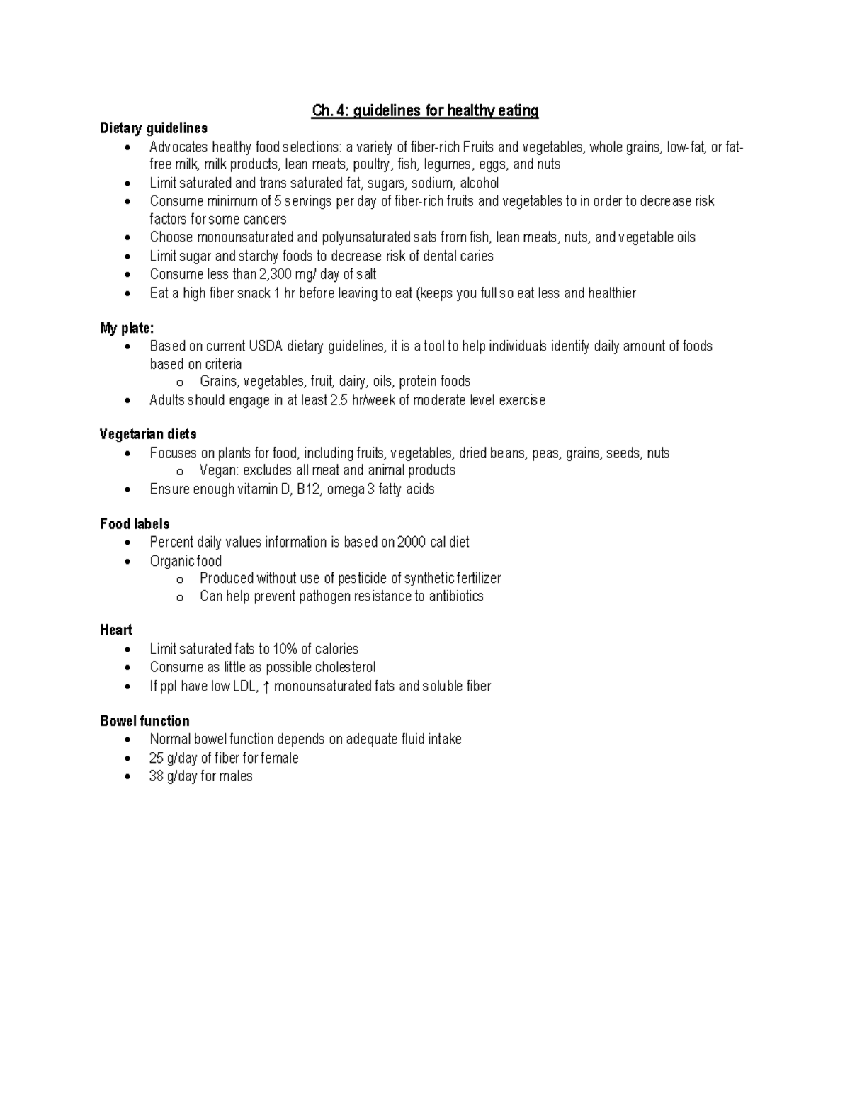 Ch 4 - Med/surg - Ch. 4: guidelines for healthy eating Dietary ...