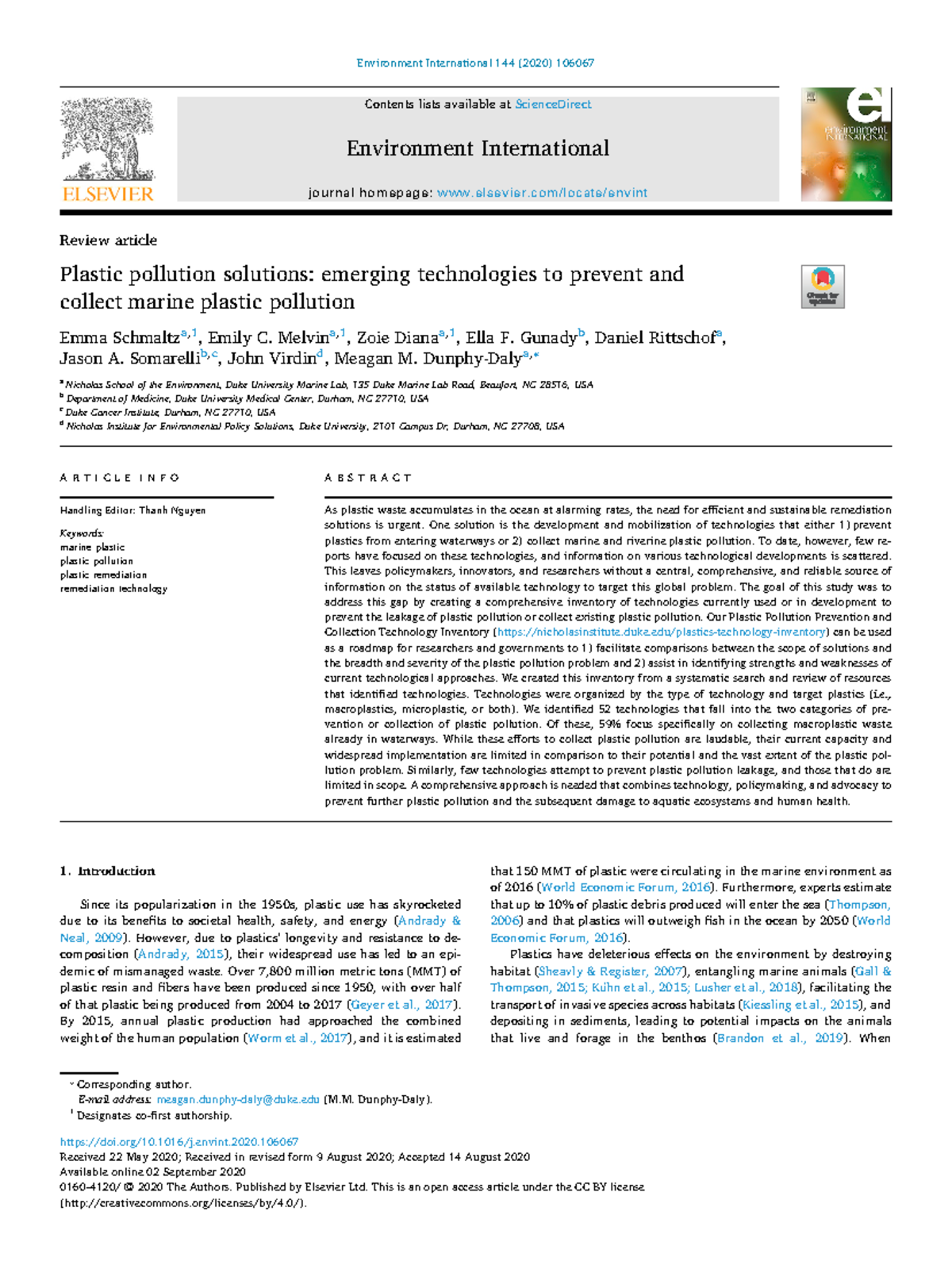 Plastic pollution solutions emerging technologies to prevent and ...