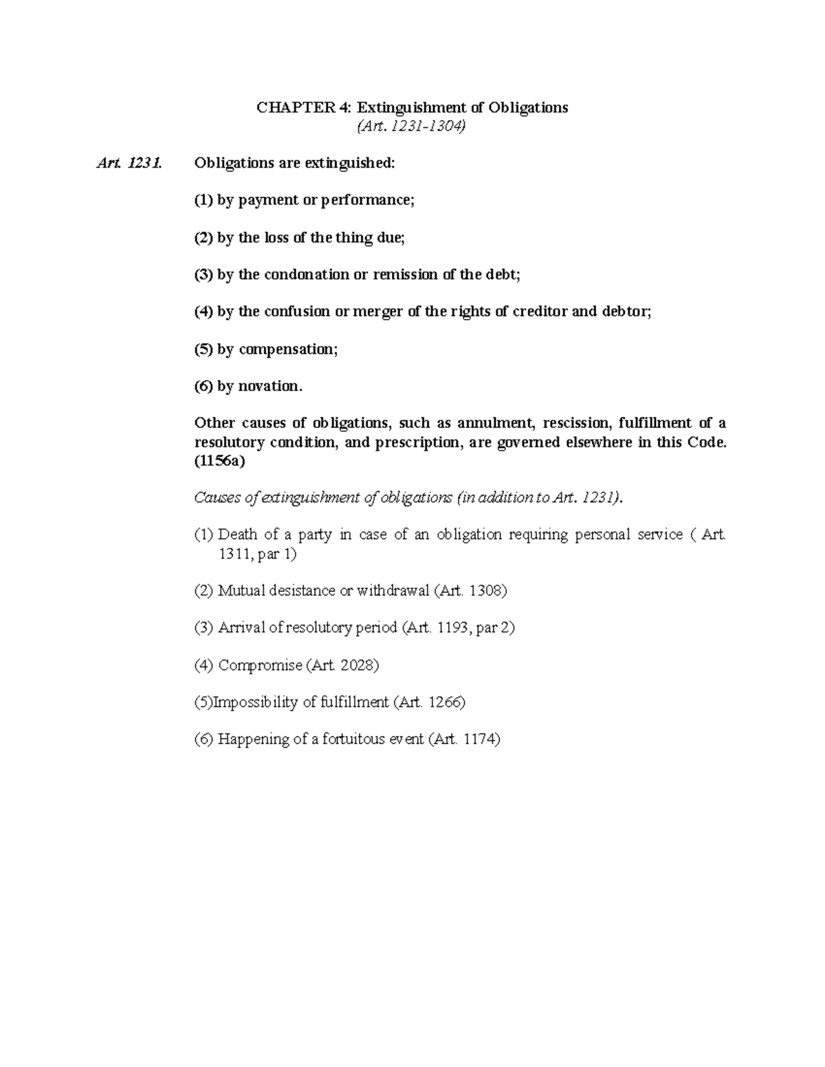 OBLIGATIONS ON CONTRACTS - CHAPTER 4: Extinguishment Of Obligations ...