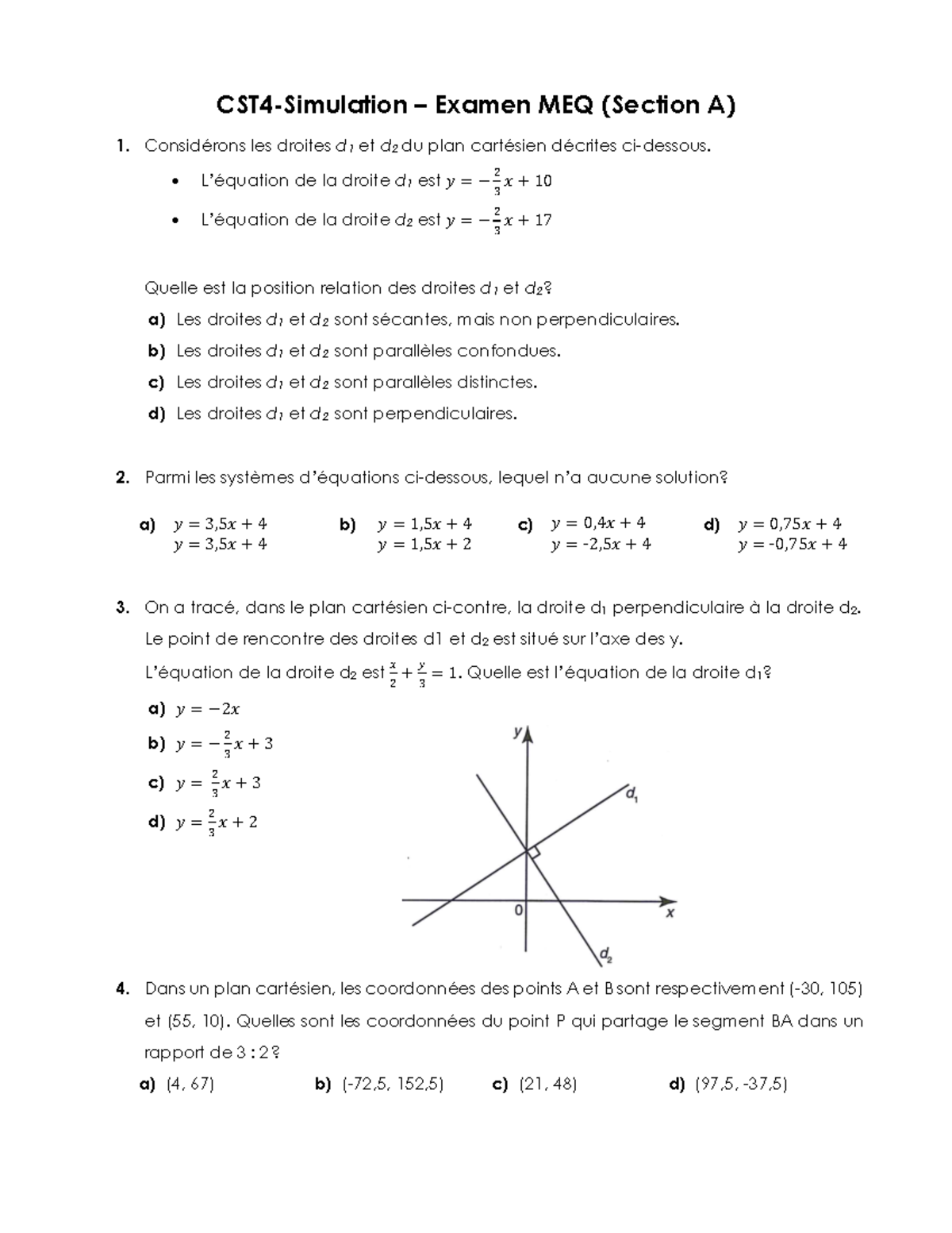 CST4-Section A - Exemple de section A de l'epreuve de Math 4eme CST ...