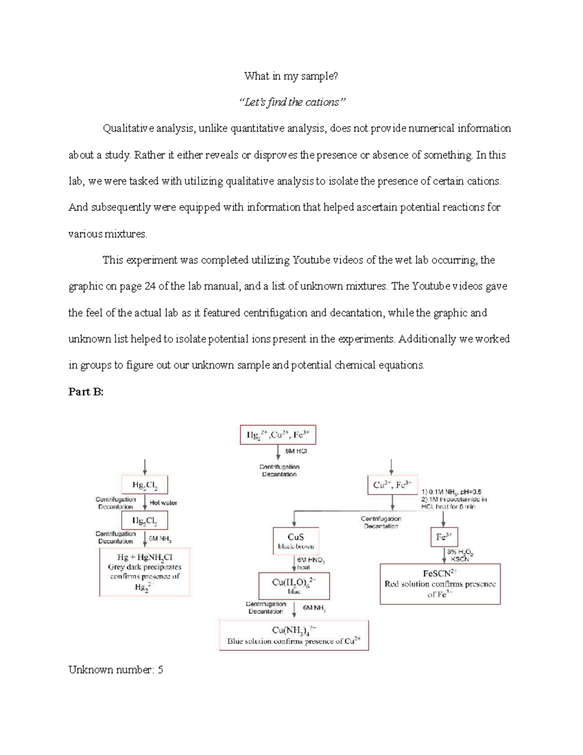 Lab 3 - Lab 3 - What in my sample? “Let’s find the cations” Qualitative ...