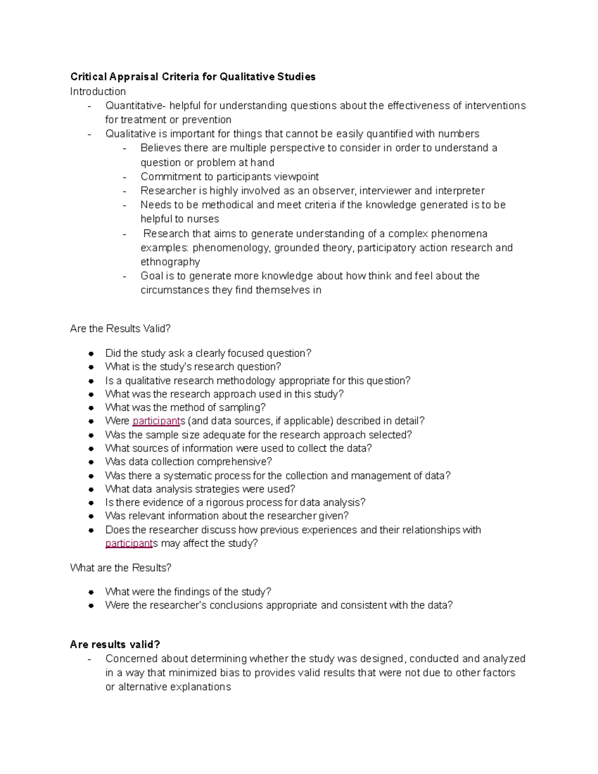Copy of Critical Appraisal Criteria for Qualitative Studies - Critical ...