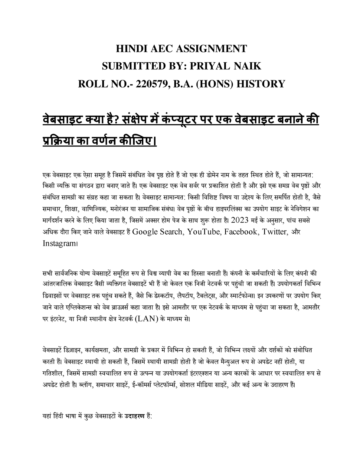 assignment on hindi in hindi