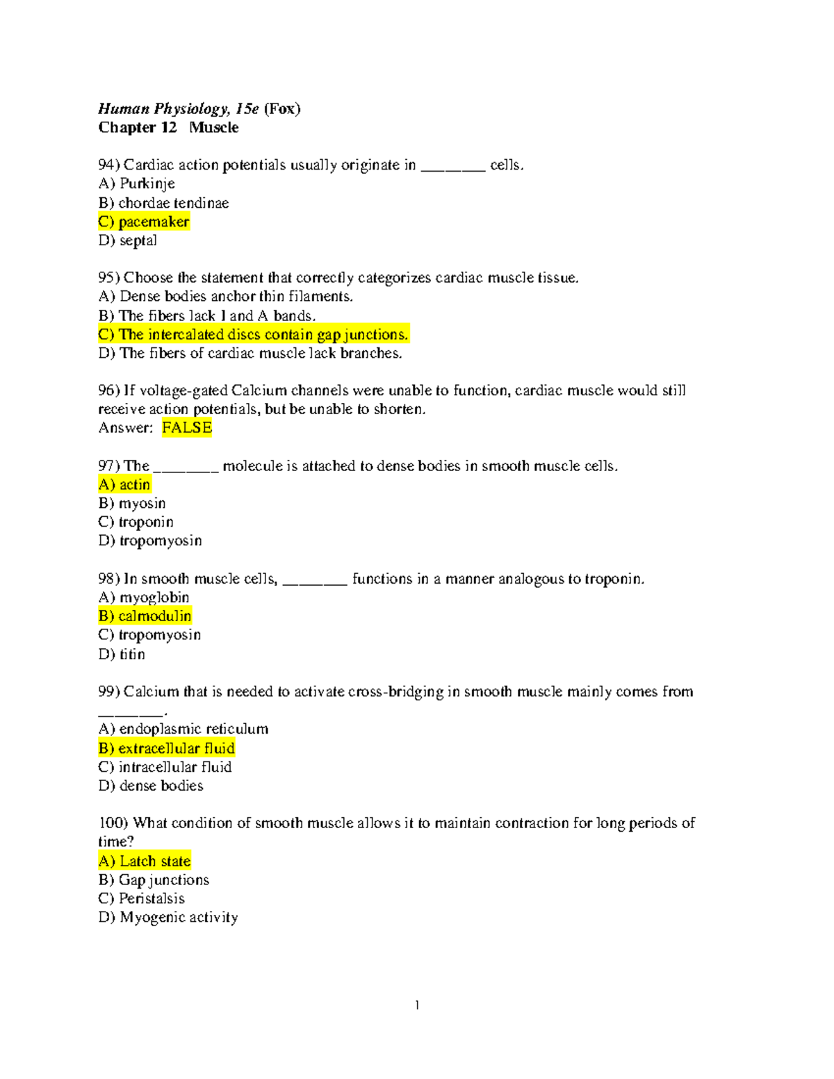 Chapter 12 TB Answers Official - 1 Human Physiology, 15e (Fox) Chapter ...