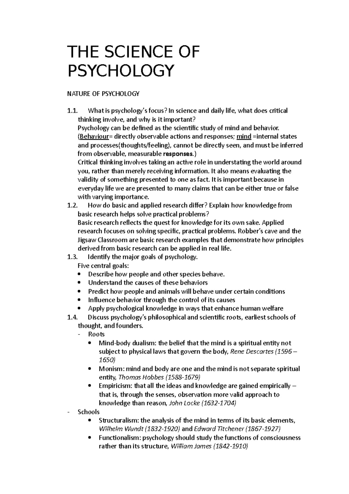 CH 1 - Psychology: the science of mind and behaviour - THE SCIENCE OF ...