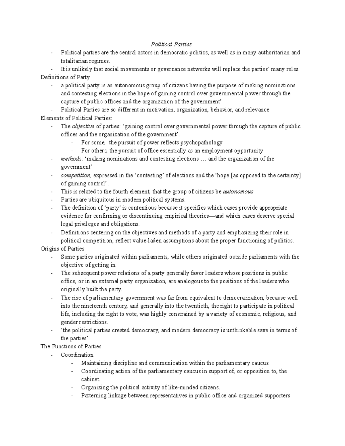 Comparative Politics Political Parties - Political Parties Political ...