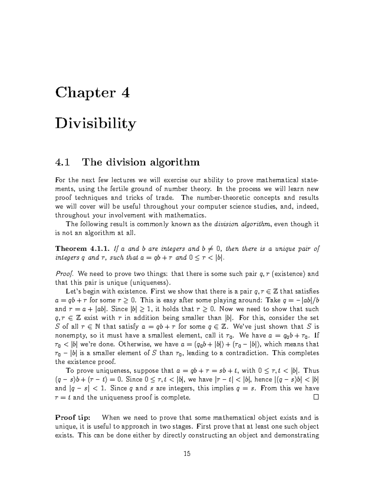 Division algorithm - Chapter 4 Divisibility 4 The division algorithm ...