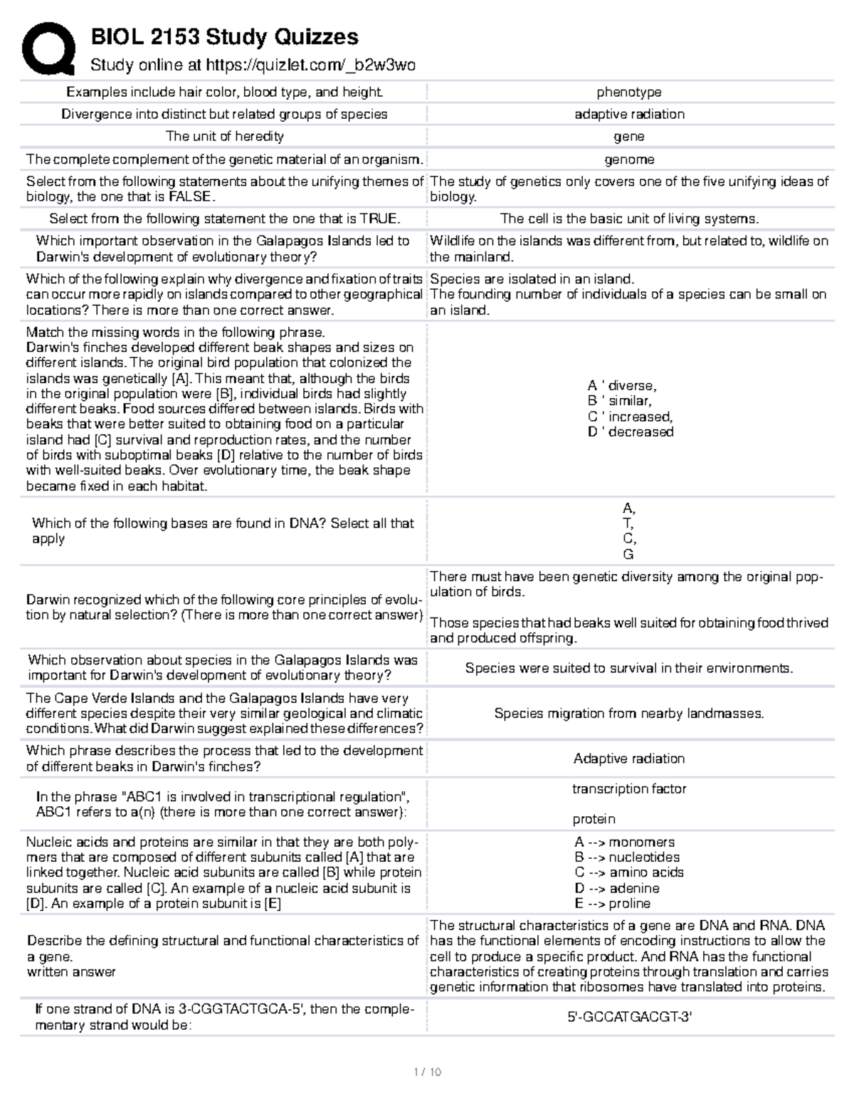 BIOL 2153 Study Quizzes - Study Online At Quizlet/_b2w3wo Examples ...