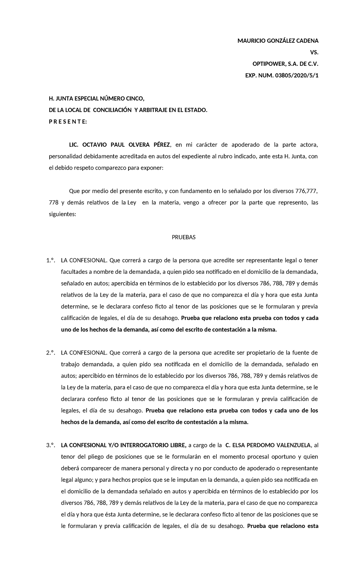 Ofrecimiento de pruebas en materia laboral - MAURICIO GONZÁLEZ CADENA ...