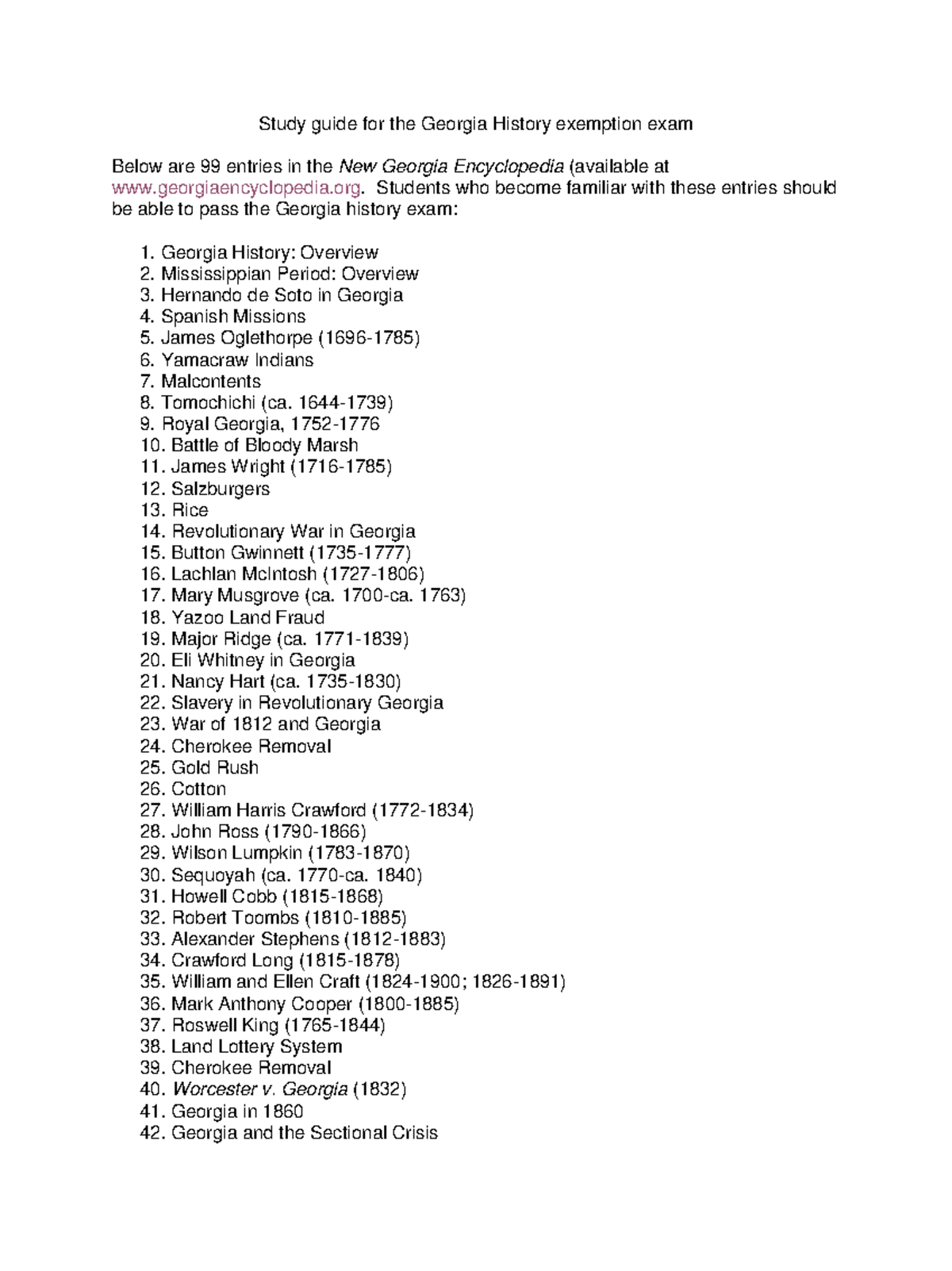 History Study Guide Study guide for the History