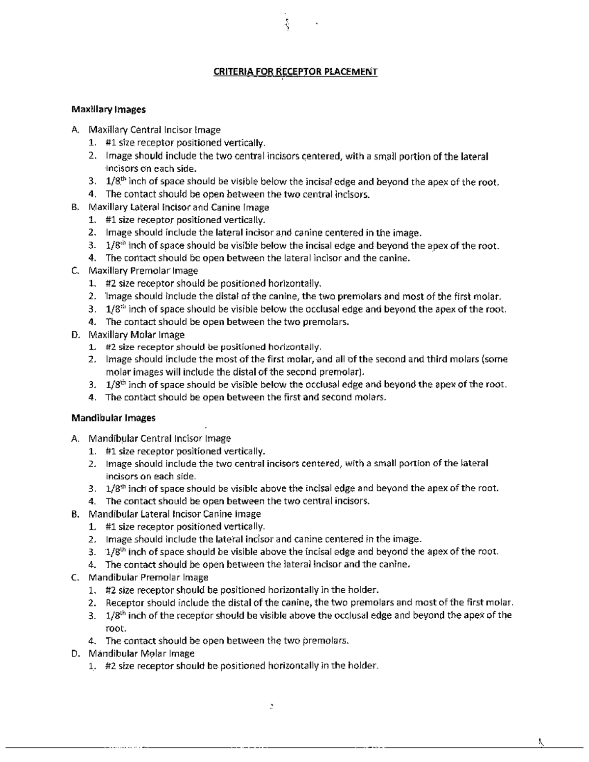 Radiography Critique Criteria (psp And Sensor) - Bio 110 - Studocu