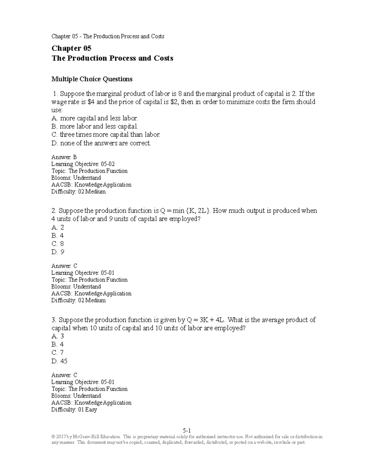 Test Bank For Managerial Economics And Business Strategy Chapter 5 ...