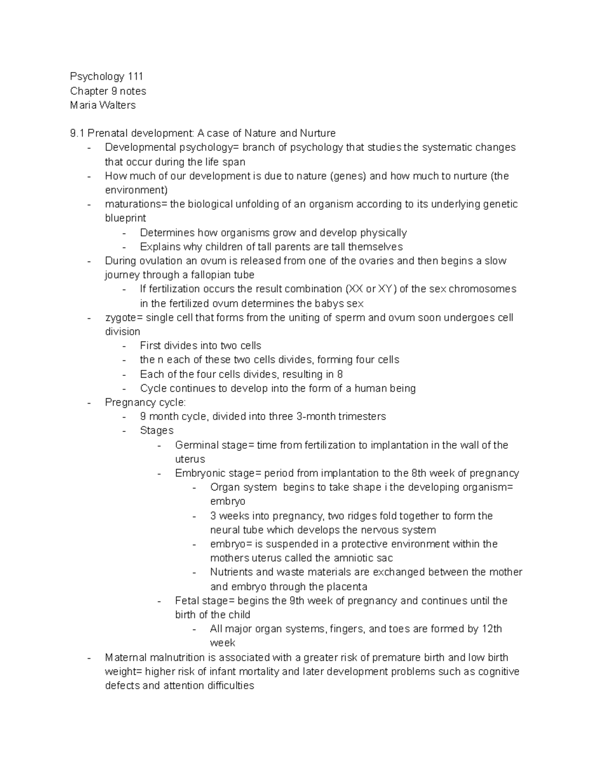 Psych 111 Chapter 9 notes and lecture - Psychology 111 Chapter 9 notes ...