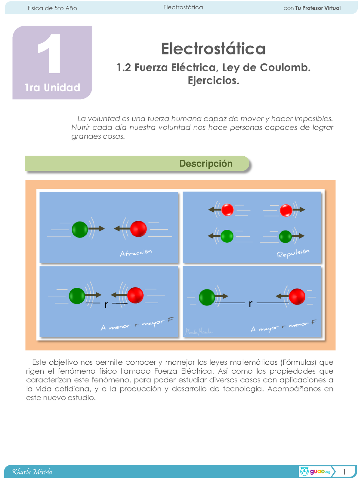 Fuerza Eléctrica, Ley De Coulomb. Ejercicios 0 - ####### Descripción 1 ...