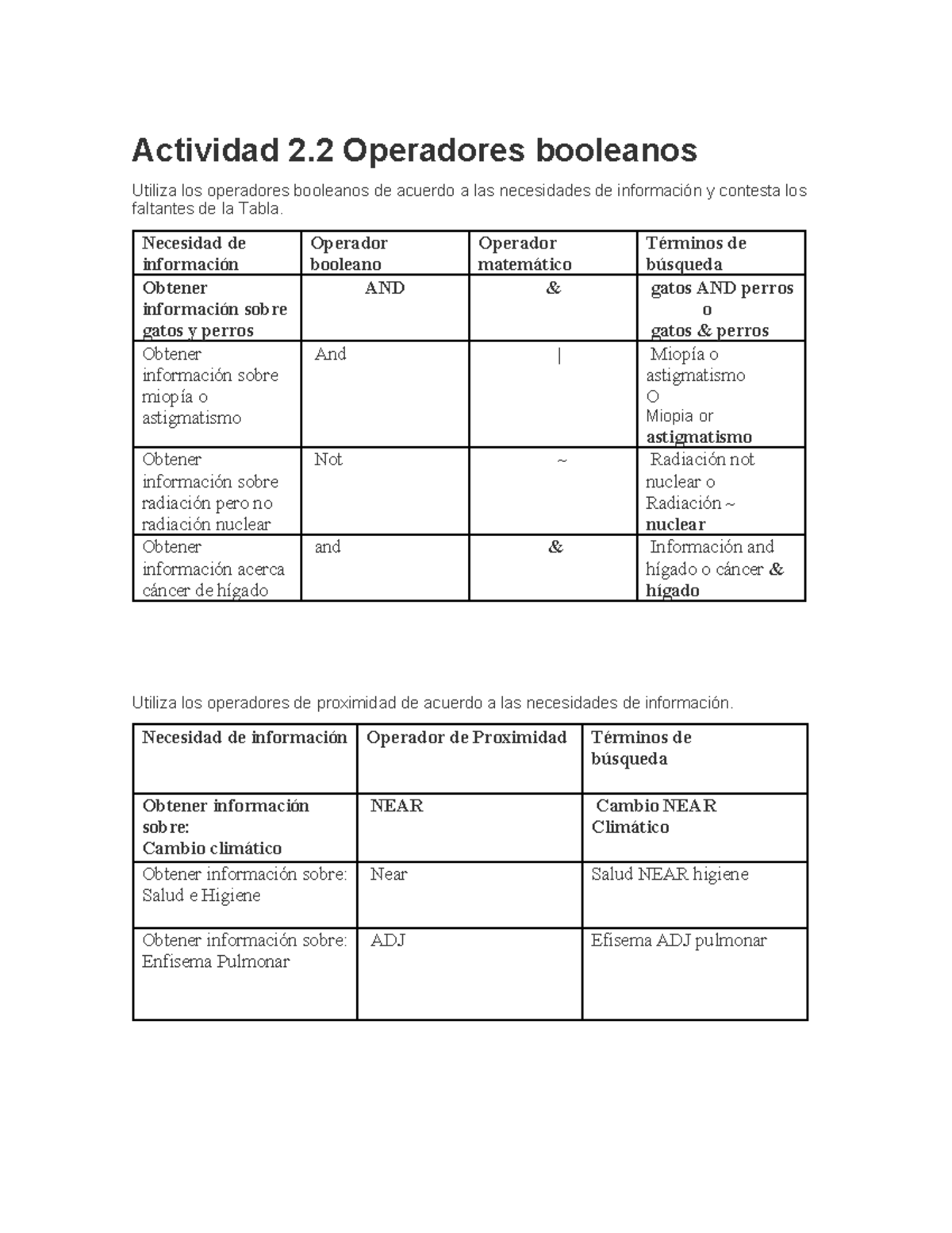 Actividad 2 OPERADORES BOOLEANOS - Actividad 2 Operadores booleanos ...