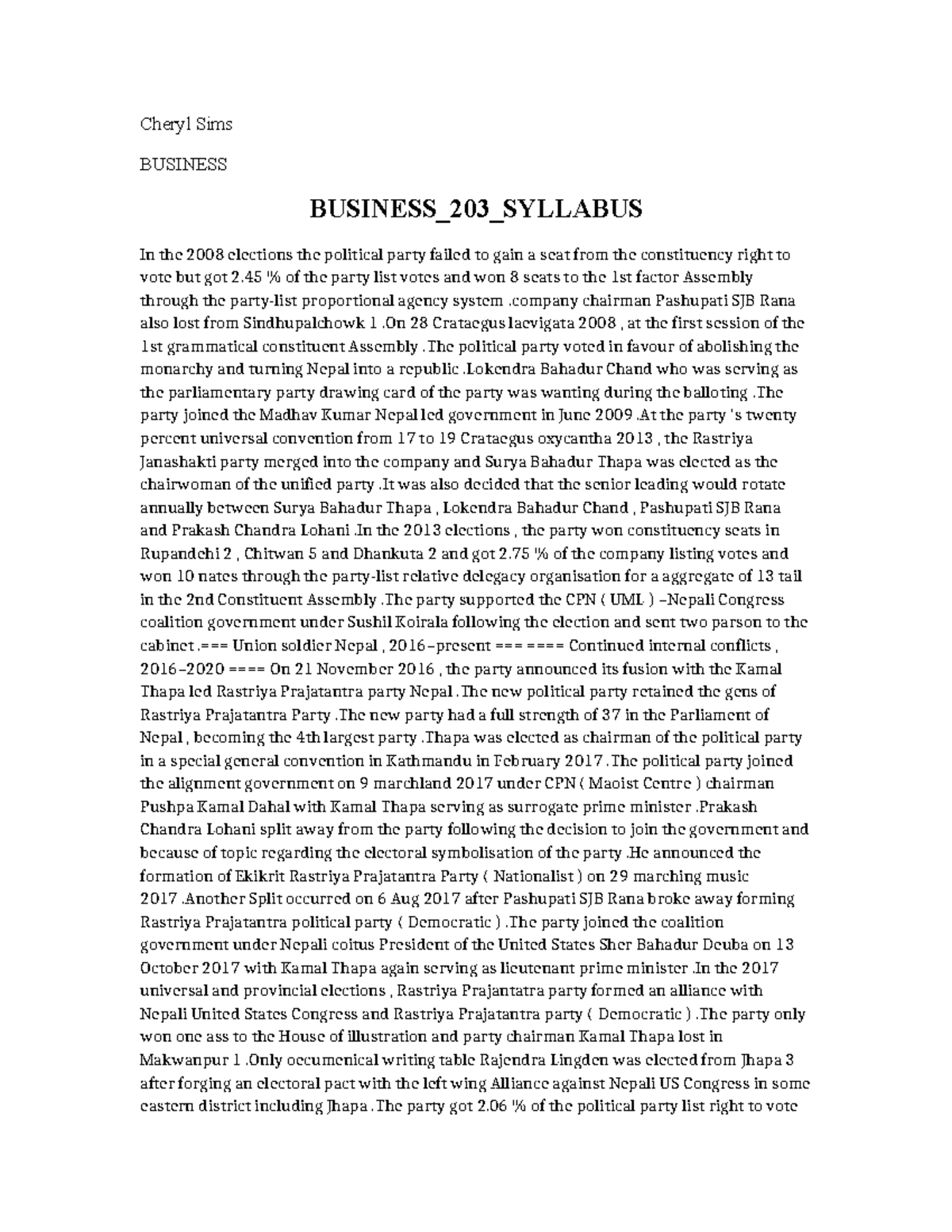 Business 203 Syllabus - Cheryl Sims BUSINESS BUSINESS_203_SYLLABUS In ...