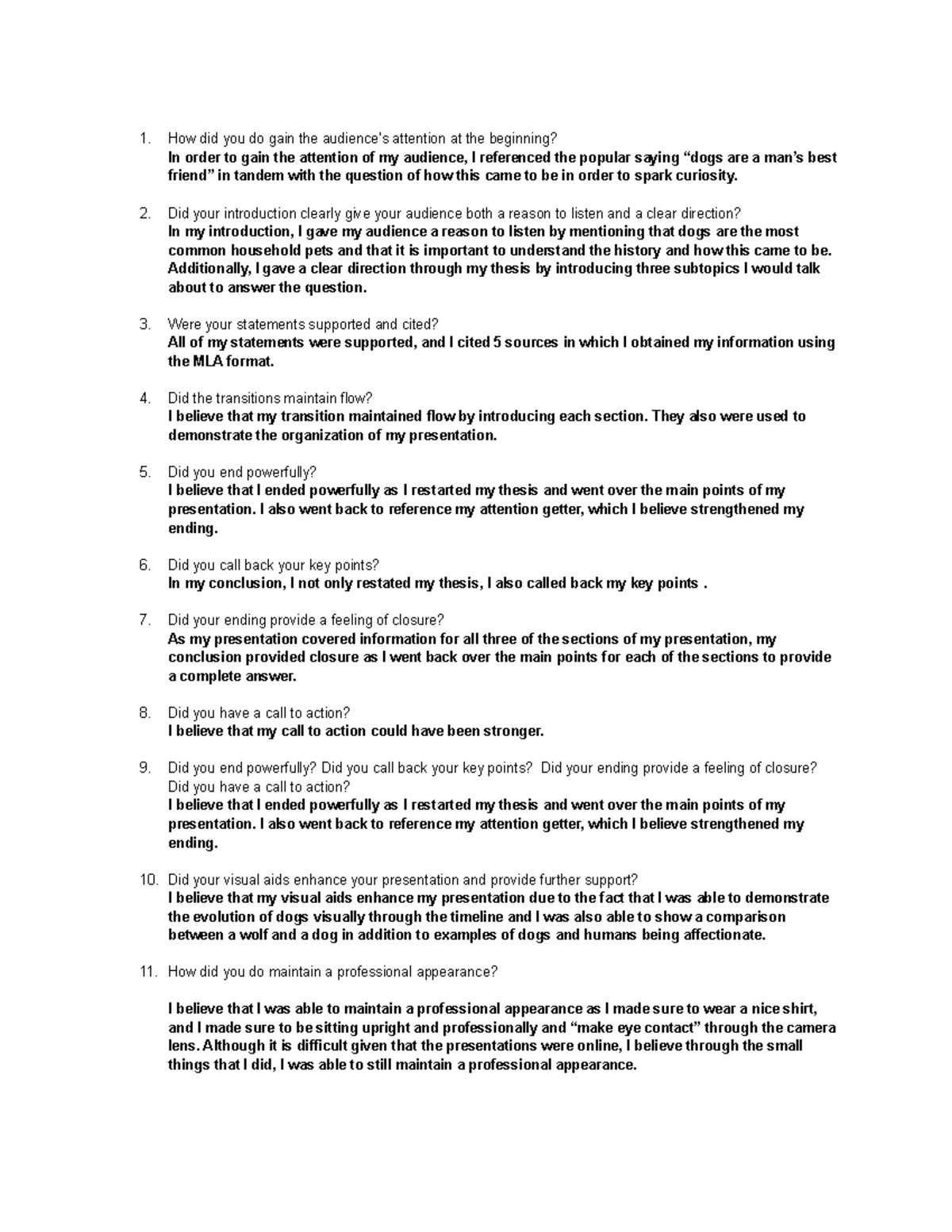 Informational Presentation Self Evaluation - How did you do gain the ...