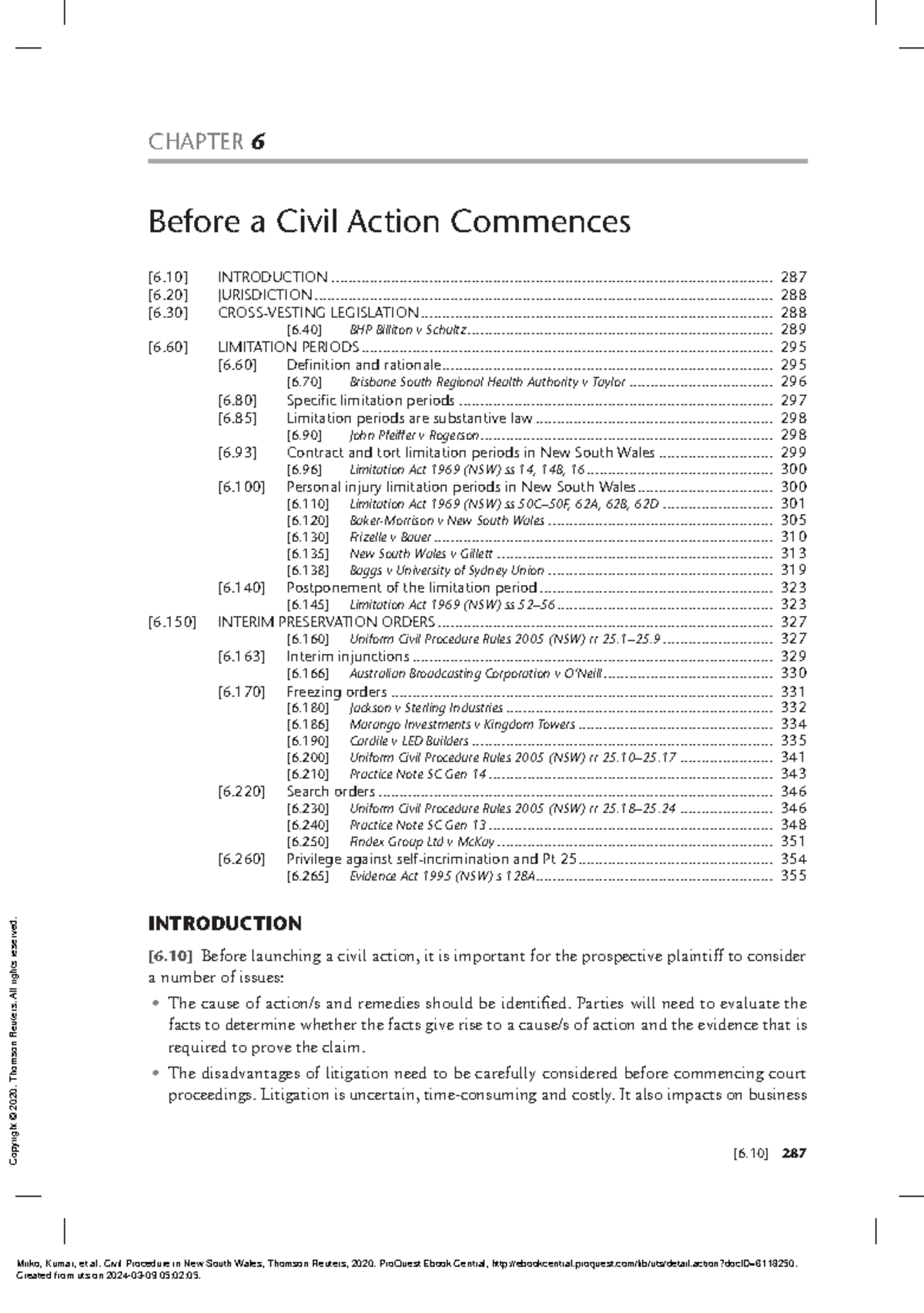 Chap 6 - Before a Civil Action Commences INTRODUCTION [6] Before ...