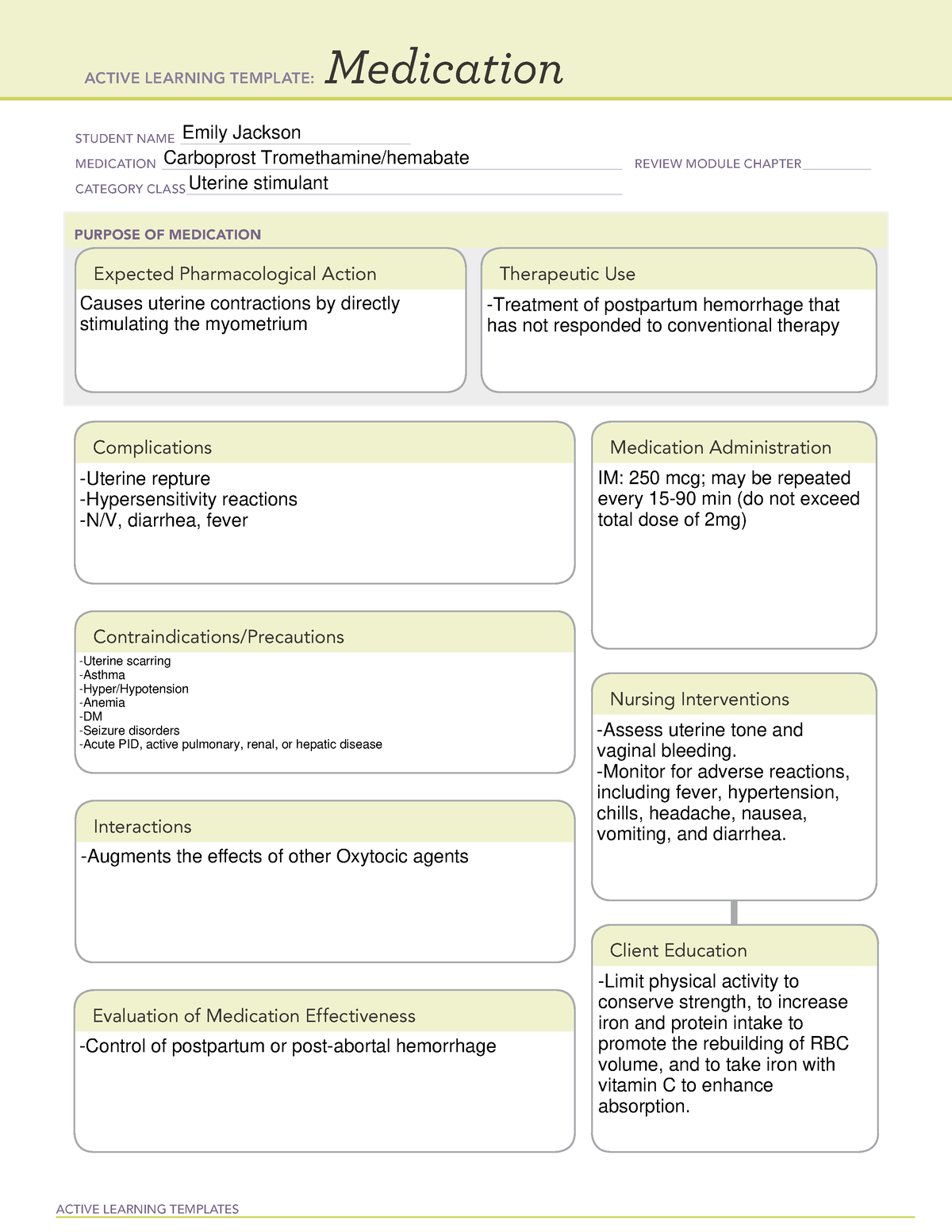 Carboprost Active learning template ACTIVE LEARNING TEMPLATES