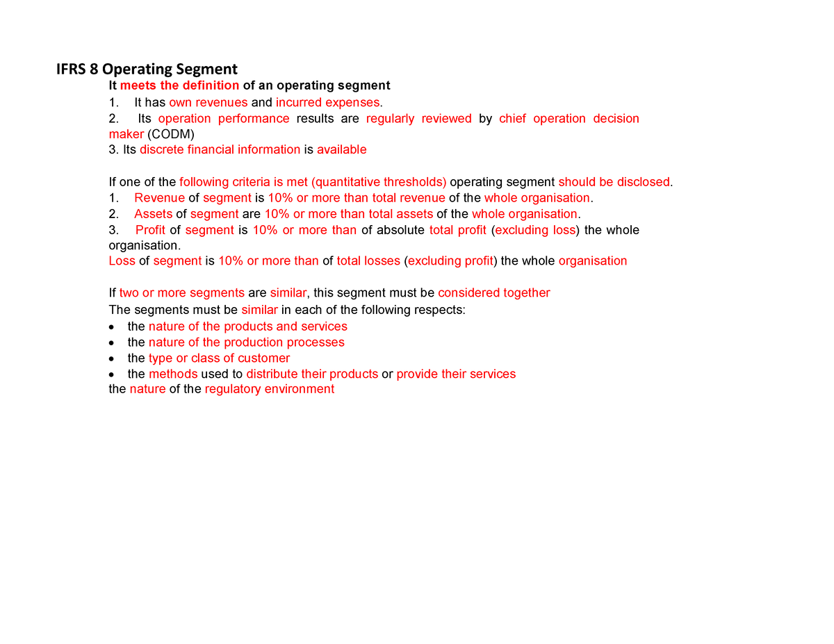 IFRS 8 Operating Segment - IFRS 8 Operating Segment It Meets The ...