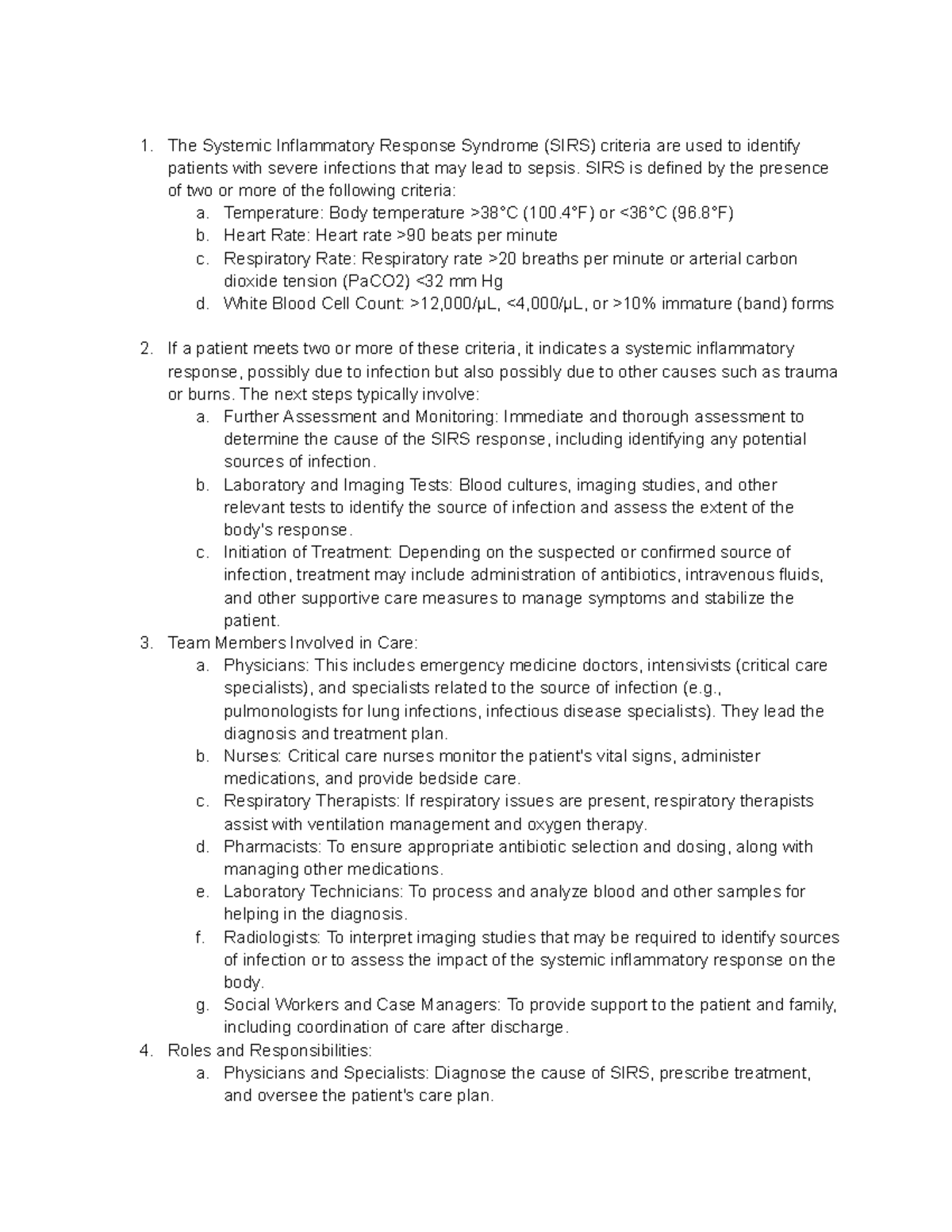 Sepsis SIM Week 6 - Template - The Systemic Inflammatory Response ...