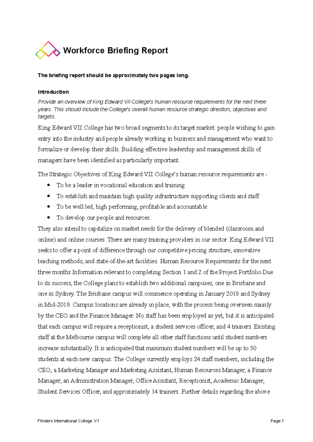Workforce Briefing Report Introduction Provide An Overview Of King 