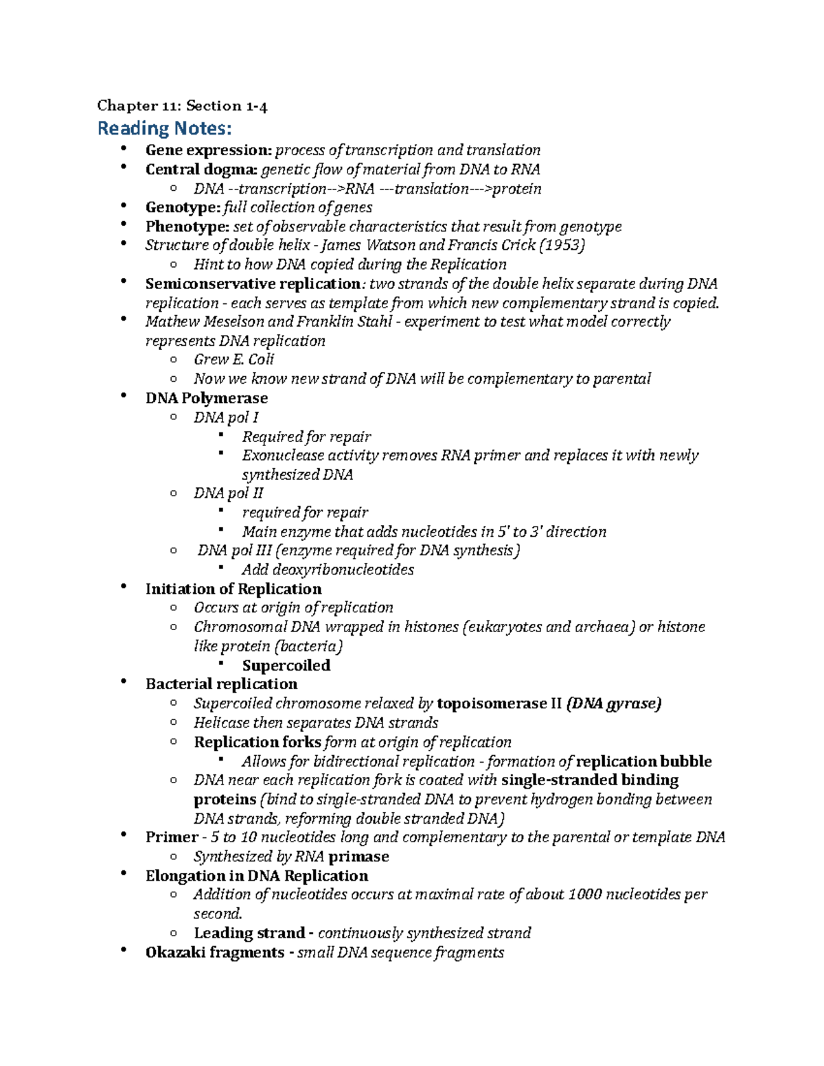 Lec 8-9 Genetics I - Morgan Steffan - Chapter 11: Section 1- Reading ...