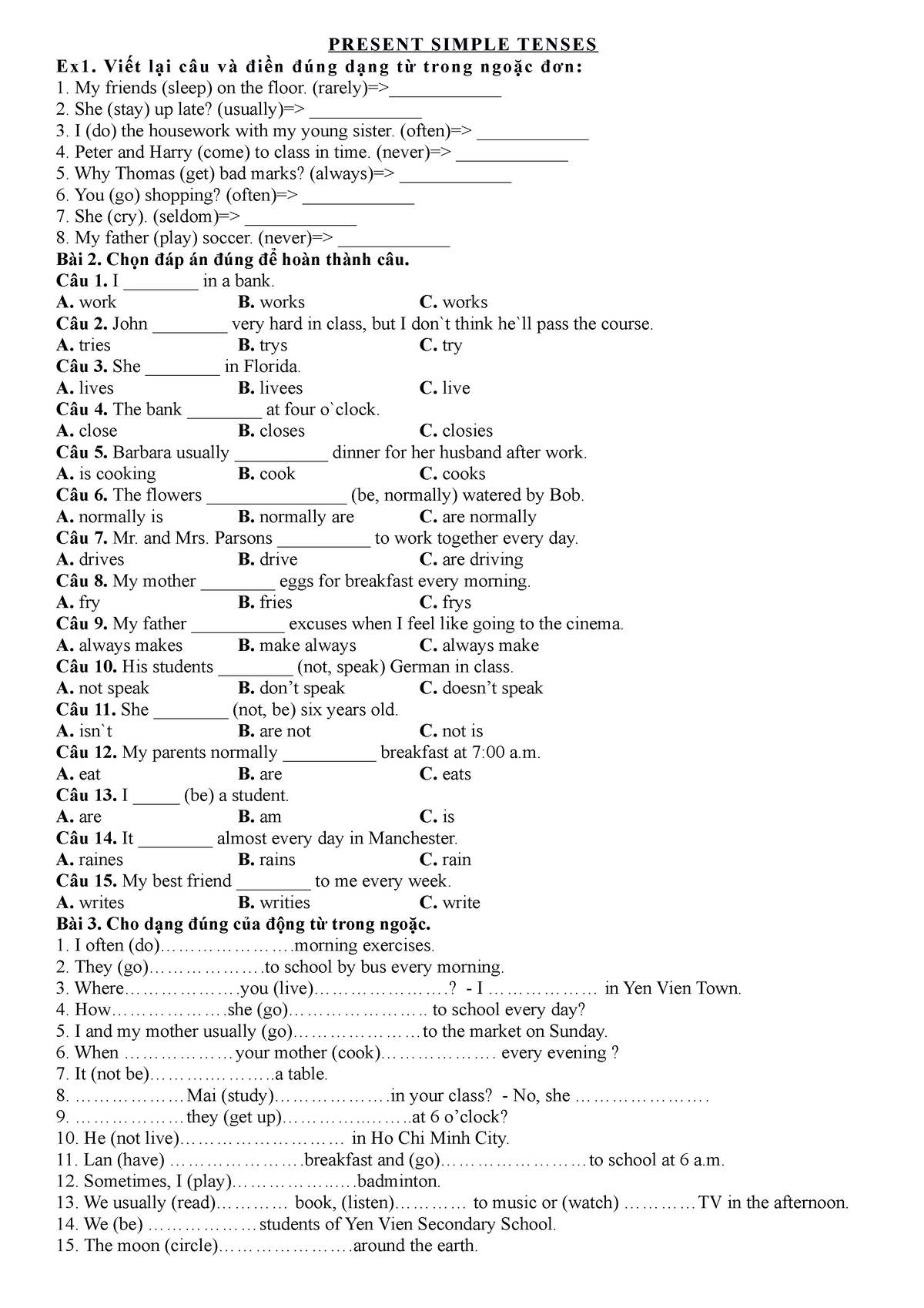 Present Simple Tenses - Gift - ECON1030 - RMIT University - Studocu