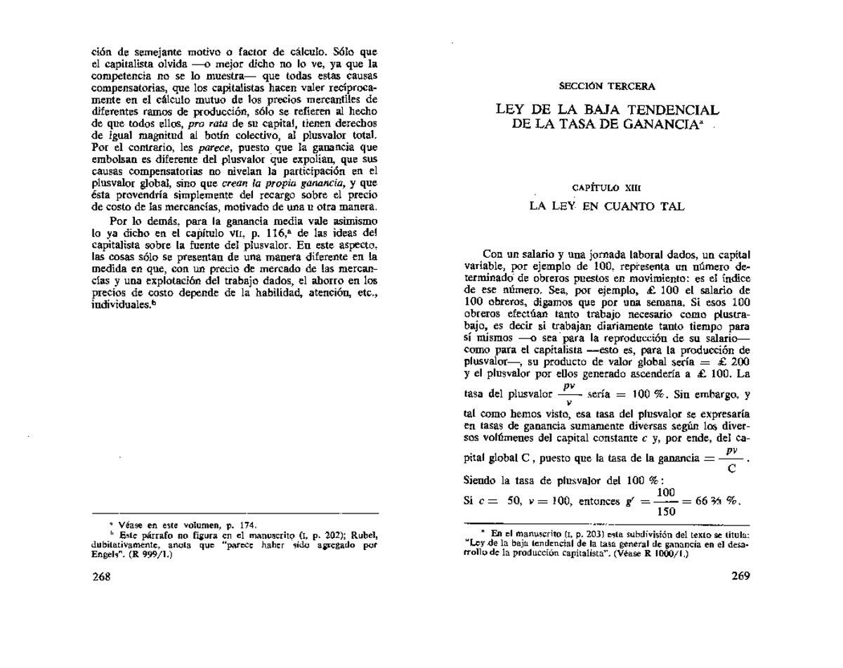 Karl Marx El Capital Tomo III Vol 6.capítulos XIII,XIV y XV - economia