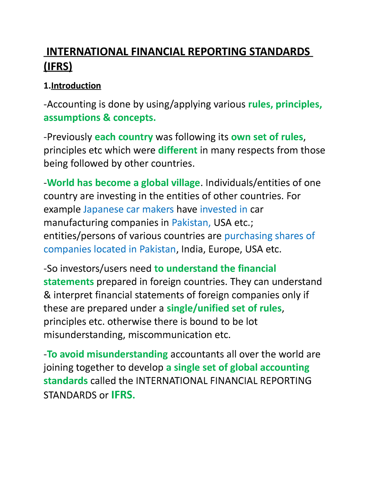 29. IFRS-Framework - Lecture Notes On Ifrs Framework - INTERNATIONAL ...