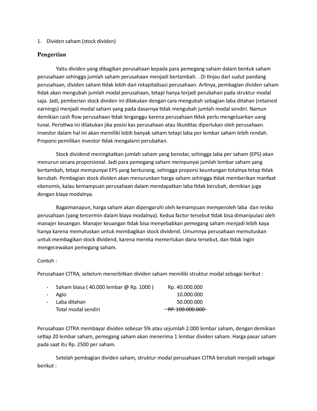 Dividen Saham Dan Pemecahan Saham Dividen Saham Stock Dividen