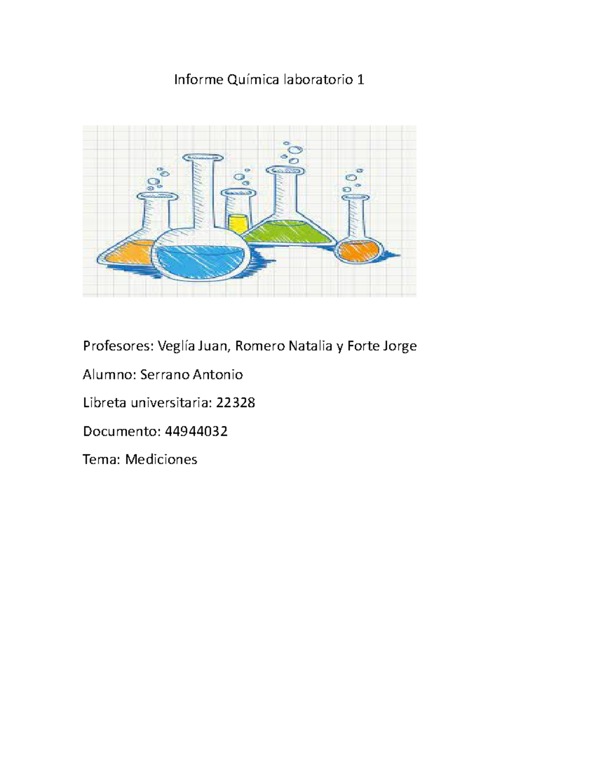 Informe Quimica LAB 1 Realizado - Informe Química Laboratorio 1 ...