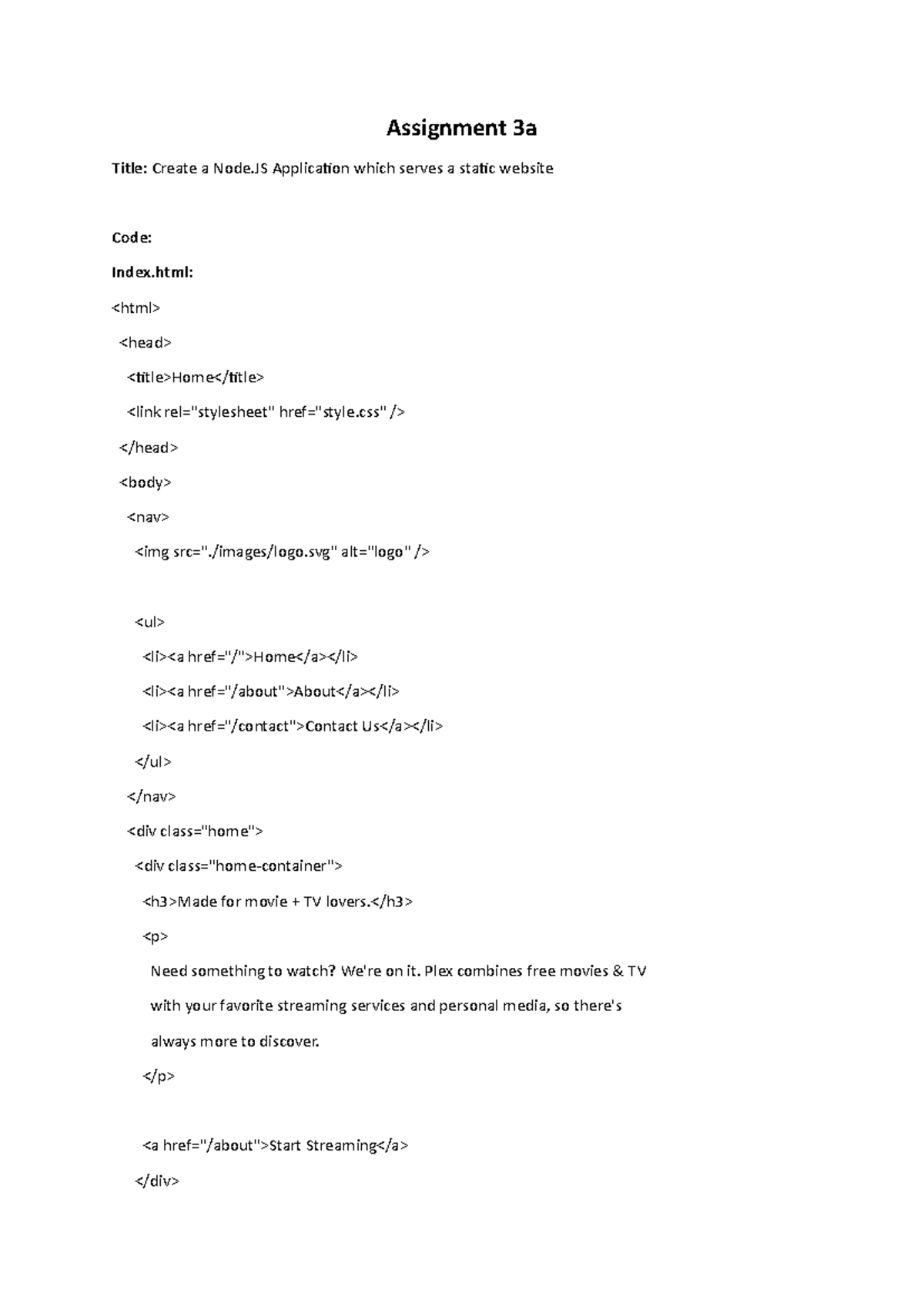 Wad 3a - Assignment 3a Title: Create a Node Application which serves a ...