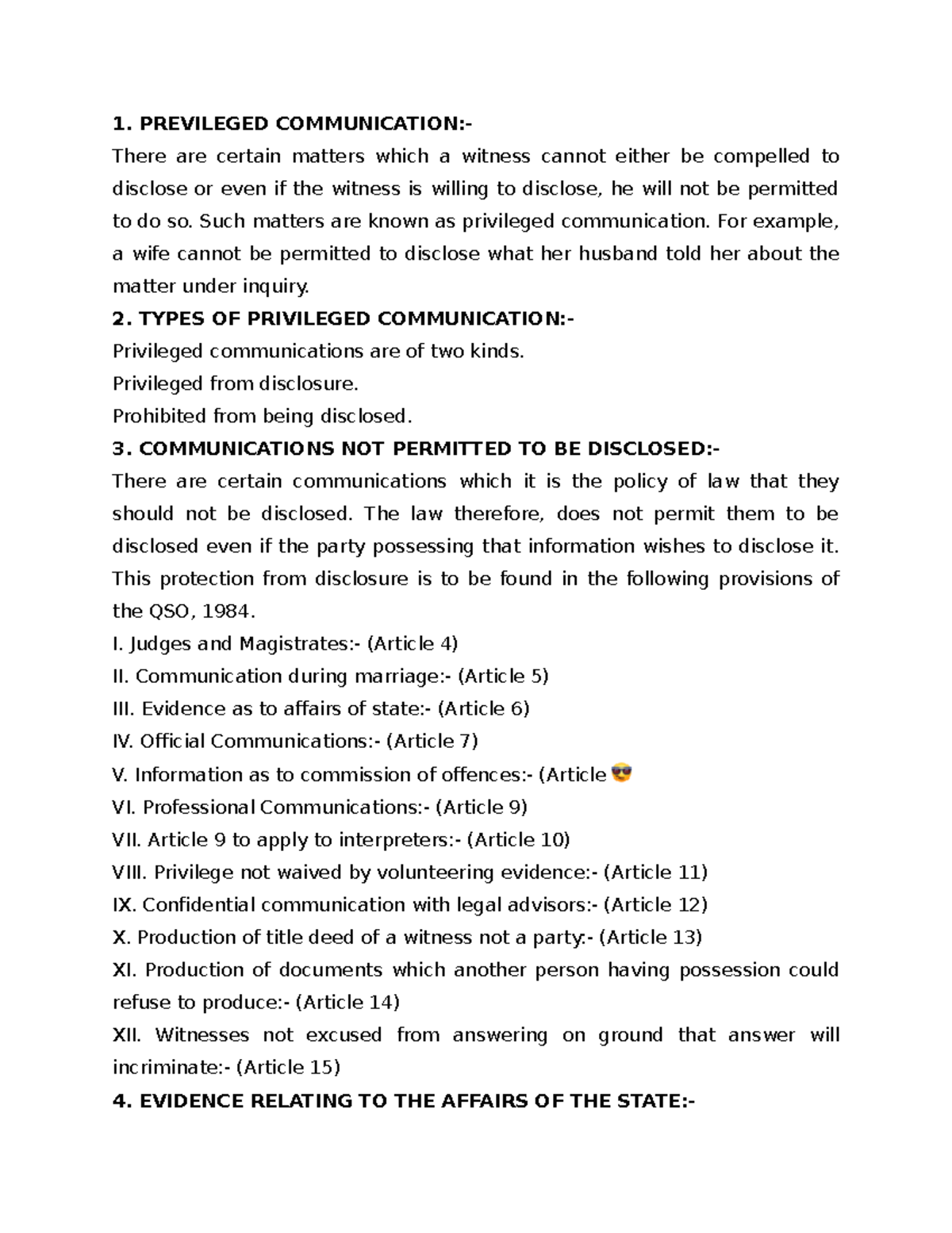 Privileged communication - 1. PREVILEGED COMMUNICATION:- There are ...