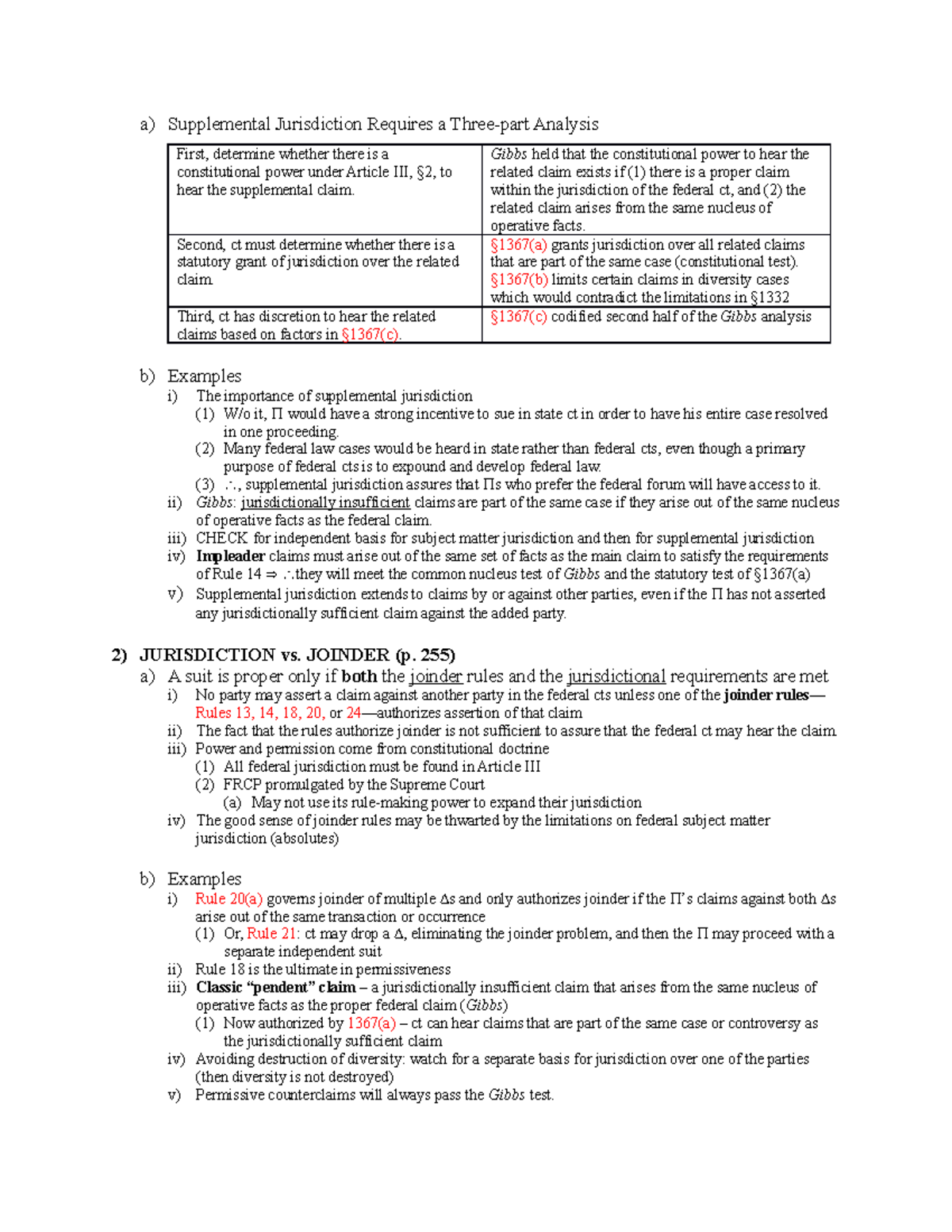 Civil Procedure Prof. Byrne 2 a) Supplemental Jurisdiction Requires