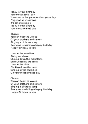 Today Is Your Birthday Today Is Your Birthday Your Most Special Day You Must Be Happy More Than Studocu