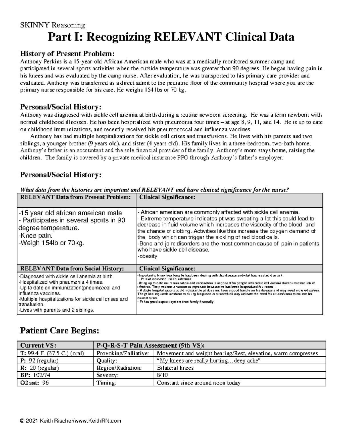 Week 3 clinical assigment - SKINNY Reasoning Part I: Recognizing ...